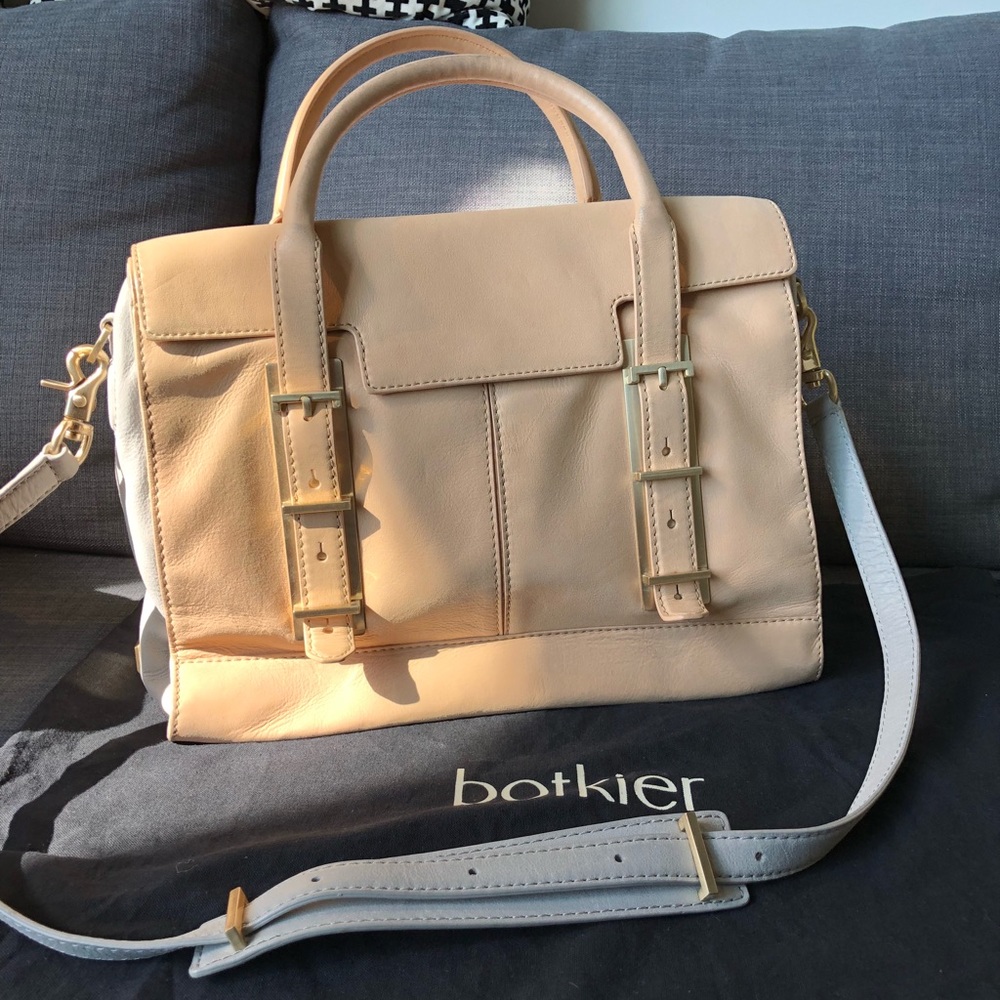 Botkier eden nude beige & grey leather satchel